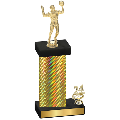 Accented Single Gold Carbon Fiber Year Volleyball Trophy