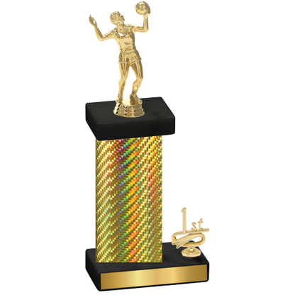 Accented Single Gold Carbon Fiber First Place Volleyball Trophy