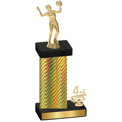 Accented Single Gold Carbon Fiber Fourth Place Volleyball Trophy