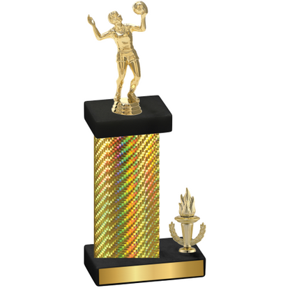 Accented Single Gold Carbon Fiber Victory Volleyball Trophy