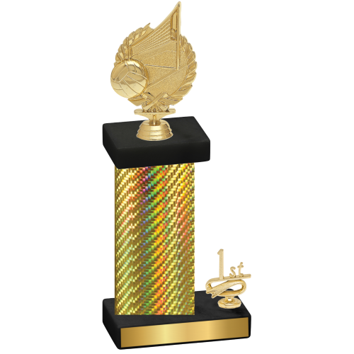 Accented Single Gold Carbon Fiber First Place Volleyball Trophy