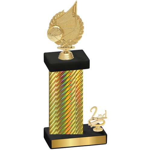 Accented Single Gold Carbon Fiber Second Place Volleyball Trophy