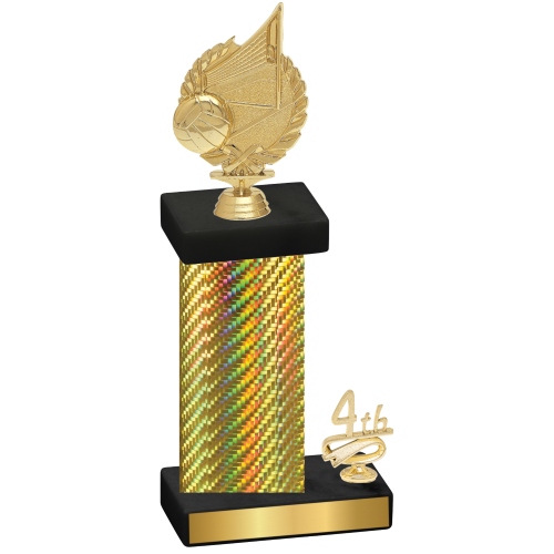 Accented Single Gold Carbon Fiber Fourth Place Volleyball Trophy
