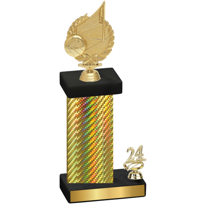 Accented Single Gold Carbon Fiber Year Volleyball Trophy