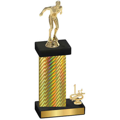 Accented Single Gold Carbon Fiber First Place Swimming Trophy