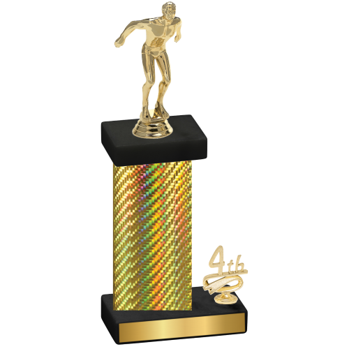 Accented Single Gold Carbon Fiber Fourth Place Swimming Trophy