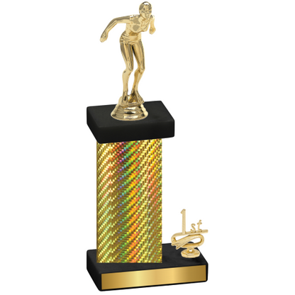 Accented Single Gold Carbon Fiber First Place Tennis Trophy