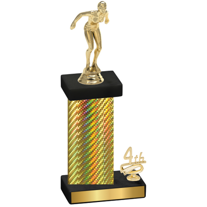 Accented Single Gold Carbon Fiber Fourth Place Tennis Trophy
