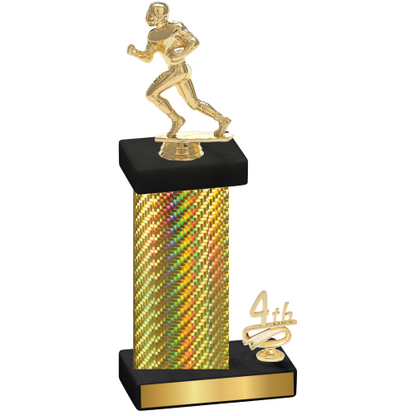Accented Single Gold Carbon Fiber Fourth Place Football Trophy
