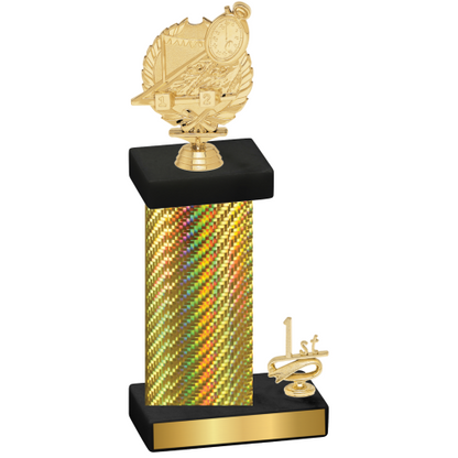 Accented Single Gold Carbon Fiber First Place Swimming Trophy