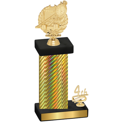 Accented Single Gold Carbon Fiber Fourth Place Swimming Trophy