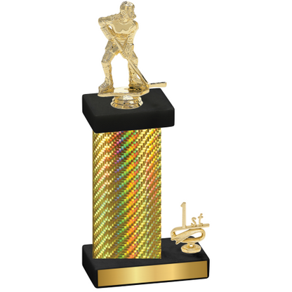 Accented Single Gold Carbon Fiber First Place Hockey Trophy