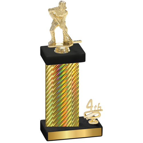 Accented Single Gold Carbon Fiber Fourth Place Hockey Trophy