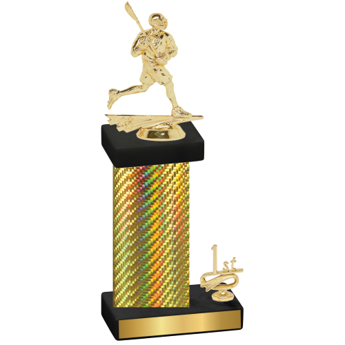 Accented Single Gold Carbon Fiber First Place Lacrosse Trophy