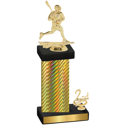 Accented Single Gold Carbon Fiber Second Place Lacrosse Trophy
