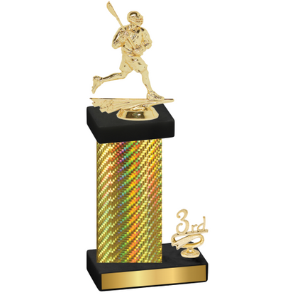 Accented Single Gold Carbon Fiber Third Place Lacrosse Trophy