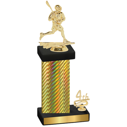 Accented Single Gold Carbon Fiber Fourth Place Lacrosse Trophy
