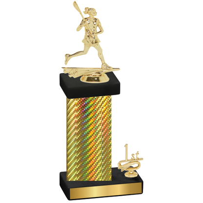 Accented Single Gold Carbon Fiber First Place Lacrosse Trophy