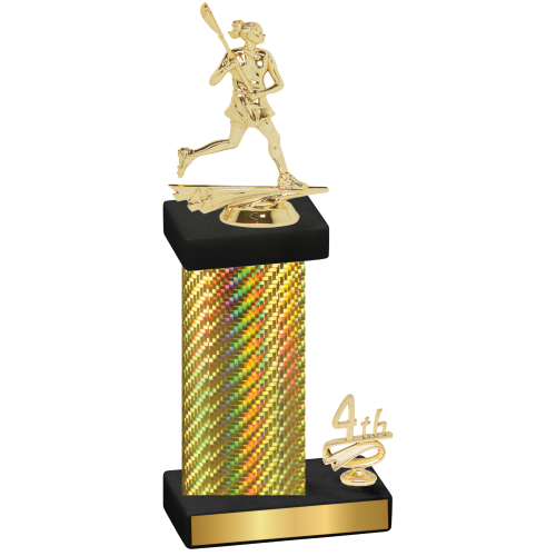 Accented Single Gold Carbon Fiber Fourth Place Lacrosse Trophy