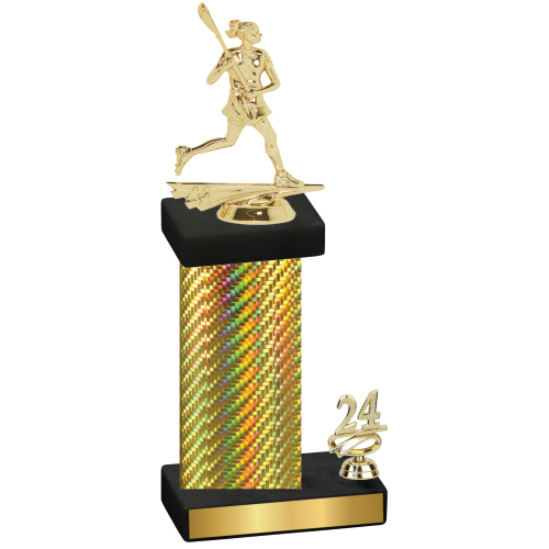 Accented Single Gold Carbon Fiber Year Lacrosse Trophy