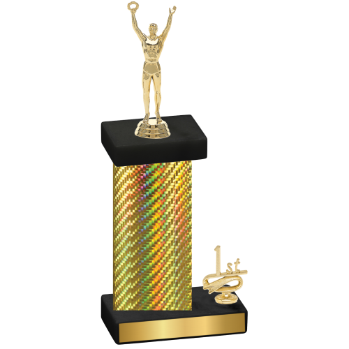 Accented Single Gold Carbon Fiber First Place Victory Trophy