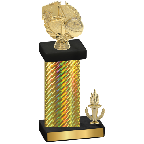 Accented Single Gold Carbon Fiber Victory Basketball Trophy