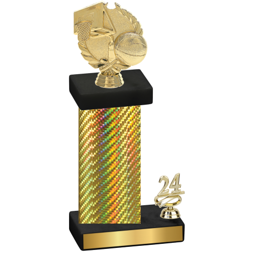 Accented Single Gold Carbon Fiber Year Basketball Trophy