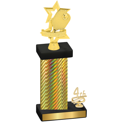 Accented Single Gold Carbon Fiber Fourth Place Pickleball Trophy