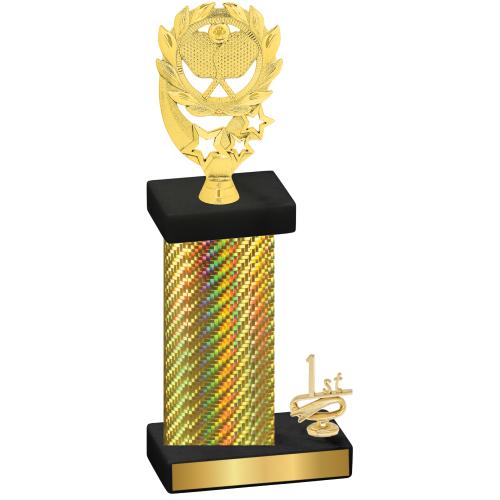 Accented Single Gold Carbon Fiber First Place Pickleball Trophy