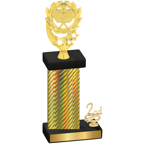 Accented Single Gold Carbon Fiber Second Place Pickleball Trophy