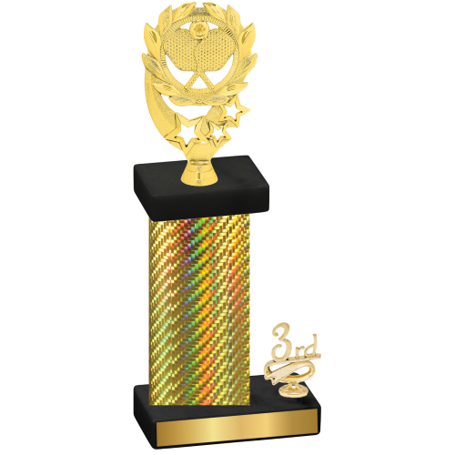 Accented Single Gold Carbon Fiber Third Place Pickleball Trophy