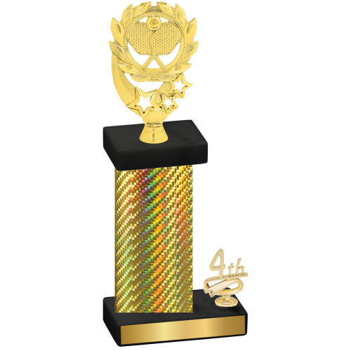 Accented Single Gold Carbon Fiber Fourth Place Pickleball Trophy