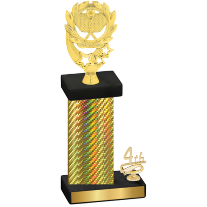 Accented Single Gold Carbon Fiber Fourth Place Pickleball Trophy