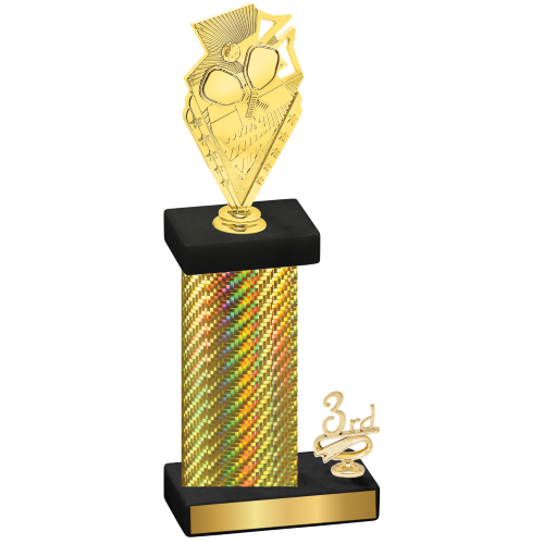 Accented Single Gold Carbon Fiber Third Place Pickleball Trophy