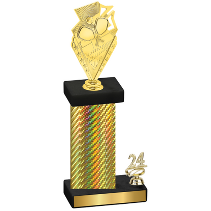 Accented Single Gold Carbon Fiber Year Pickleball Trophy