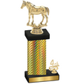 Accented Single Gold Carbon Fiber Fourth Place Horses Trophy