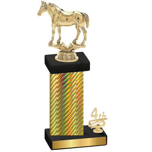 Accented Single Gold Carbon Fiber Fourth Place Horses Trophy