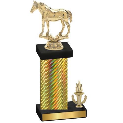 Accented Single Gold Carbon Fiber Victory Horses Trophy