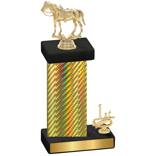 Accented Single Gold Carbon Fiber First Place Horses Trophy