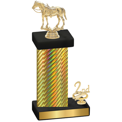 Accented Single Gold Carbon Fiber Second Place Horses Trophy