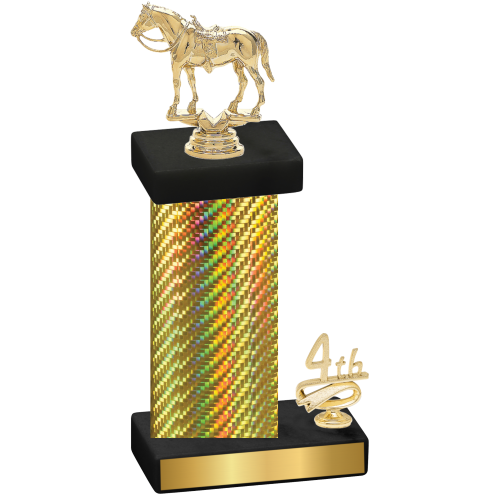 Accented Single Gold Carbon Fiber Fourth Place Horses Trophy