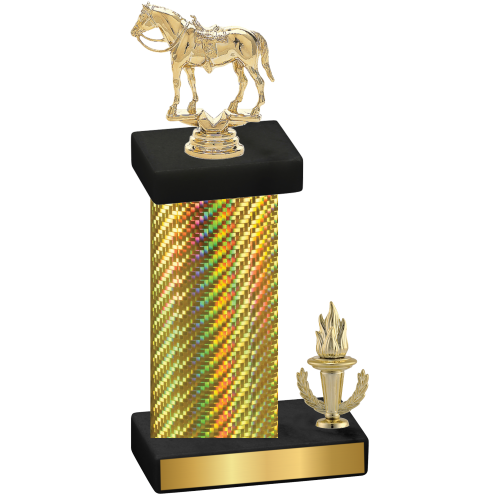 Accented Single Gold Carbon Fiber Victory Horses Trophy