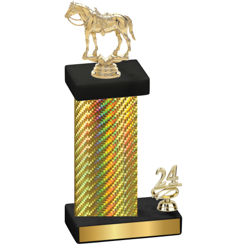 Accented Single Gold Carbon Fiber Year Horses Trophy