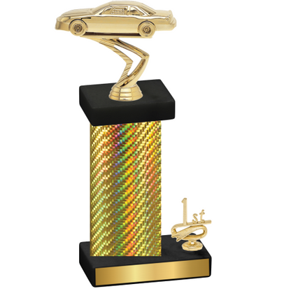 Accented Single Gold Carbon Fiber First Place Cars Trophy