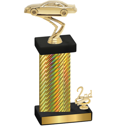 Accented Single Gold Carbon Fiber Second Place Cars Trophy