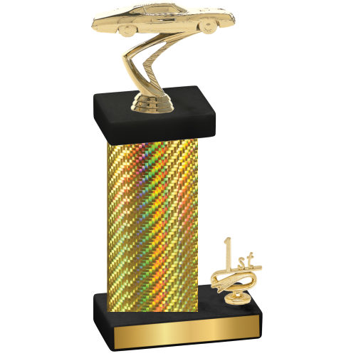 Accented Single Gold Carbon Fiber First Place Cars Trophy