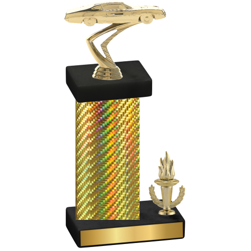 Accented Single Gold Carbon Fiber Victory Cars Trophy