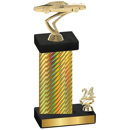 Accented Single Gold Carbon Fiber Year Cars Trophy