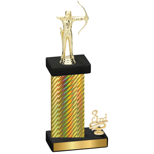 Accented Single Gold Carbon Fiber Third Place Archery Trophy