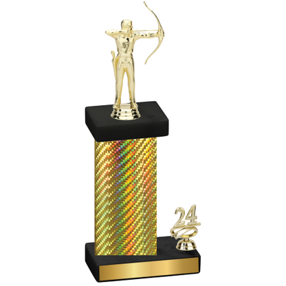 Accented Single Gold Carbon Fiber Year Archery Trophy